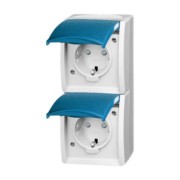 Steckdose,senkrecht,2fach Klappdeckel,erh. Ber 20-02 EBW-53 