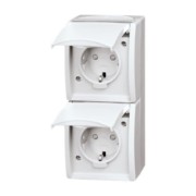 Steckdose,senkrecht,2fach Klappdeckel,erh. Ber 20-02 EBW-54 