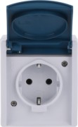 Schuko-Steckdose gr/blgn AP, m.Klappdeckel 20 EW-53 