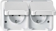 SCHUKO-Doppel-Steckdose lichtgrau, mit BRS MEG2320-8029 