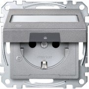 SCHUKO-Steckdose alu Klappd.Li.Schrift. MEG2313-0460 