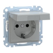 SCHUKO-Steckdose alu Klappdeckel IP44 MEG2314-0460 