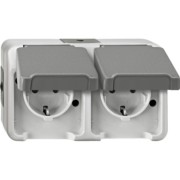 SCHUKO-Doppel-Steckdose lichtgrau, mit BRS MEG2320-8029 