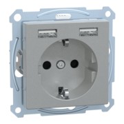 SCHUKO-Steckdose m.USB Ladegerät alu MEG2366-0460 