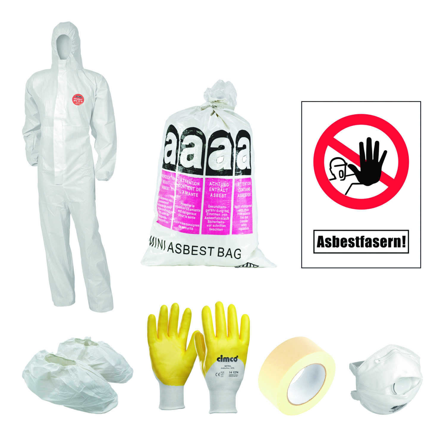 Asbest Tages-Set easy XL 15tlg. Warnaufkleber 145081 