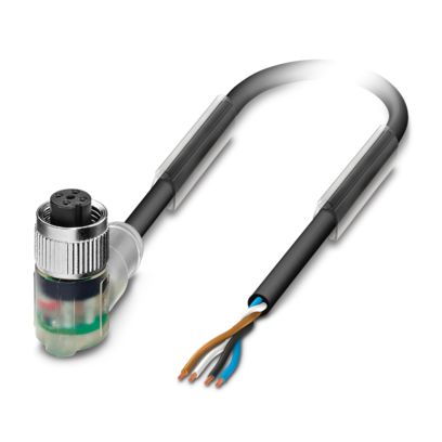 Sensor-Aktor-Kabel M12 gewinkelt,4p.,5m SAC4P5,0PUR/M12FR-3L 