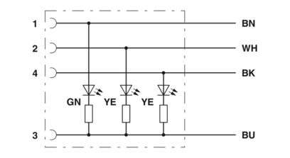 Sensor-Aktor-Kabel M12 gewinkelt,4p.,5m SAC4P5,0PUR/M12FR-3L 