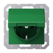 SCHUKO-Steckdose 16 A 250V m.Klappdeckel bruchs ABAS 1520 BFKL GN 