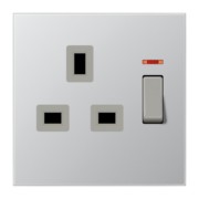 Abschaltbare Steckdose alu 13A 250V 2-pol.u.E AL 3171 KO 