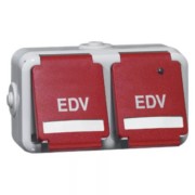 Steckdose SCHUKO 2f,Beschrift.,EDV,rt D6632WABGLKNA RT EDV 