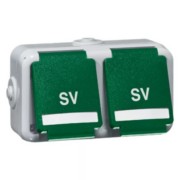 Steckdose SCHUKO Beschrift.,SV,grün D 6632 WAB NA GN SV 