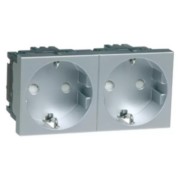 SCHUKO-EB-Steckd.2-fachalu 16A 250V 2-pol. D 6212.70 EMS SI 