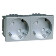 SCHUKO-EB-Steckd.2-fachalu 16A 250V 2-pol.33G D 6212.70 EMS SI WI 