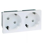 SCHUKO-Steckdose 2-fach ws 16A 250V 2-pol.45G D 6212.02 EMS SI WI 