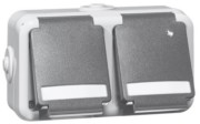 Steckdose SCHUKO 2f, Beschrift., grau D 6632 WAB GLK NA 