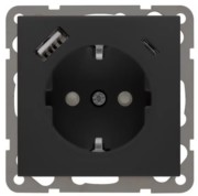 Steckdose mit USB Ladegerät sw D 6511.193 SI CA 