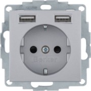 Steckdose SCHUKO/USB B.3, alu matt 48031404 