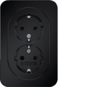 Doppelsteckdose SCHUKO R.1 schwarz glänzend 47592045 