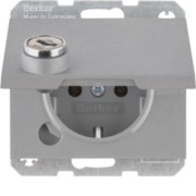 SCHUKO-Steckdose alu/mt Steckklemme, Schloss 47637003 
