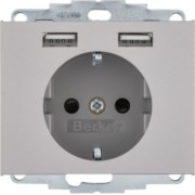 Steckdose SCHUKO/USB K.x, edelstahl 48037004 