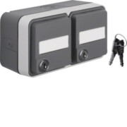 SCHUKO-Doppelsteckdose waager. m.Klappd. AP 47893525 