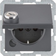 SCHUKO-Steckdose anth/mt Steckklemme, Schloss 47636086 