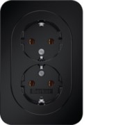 Doppelsteckdose SCHUKO R.1 schwarz glänzend 47742045 