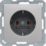 SCHUKO-Steckdose alu/samt m.Schraubliftklemmen 41436084 