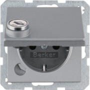 SCHUKO-Steckdose alu/mt Steckklemme, Schloss 47636084 