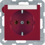 SCHUKO-Steckdose rt/gl m.Beschriftungsfeld 47508902 