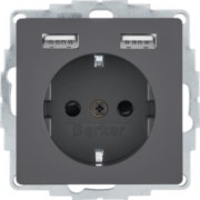 Steckdose SCHUKO/USB Q.x, anthr. samt 48036086 