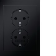 Doppelsteckdose SCHUKO R.3 schwarz glänzend 47742245 