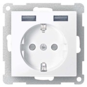 SCHUKO-Steckdose m.USB Ladegerät alu MEG2366-0460 