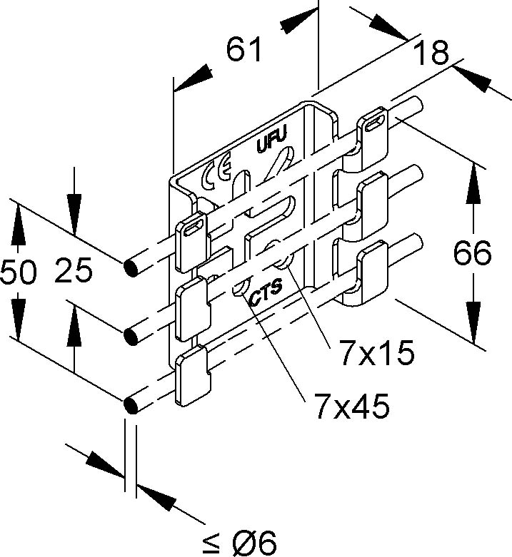 Gitterrinnen-Montagebügel Edelstahl GTMB 65 E3 