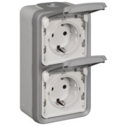 Schutzkont.-Steckdose2f.gr AP, 16A,250V, IP55 Legrand 069744 
