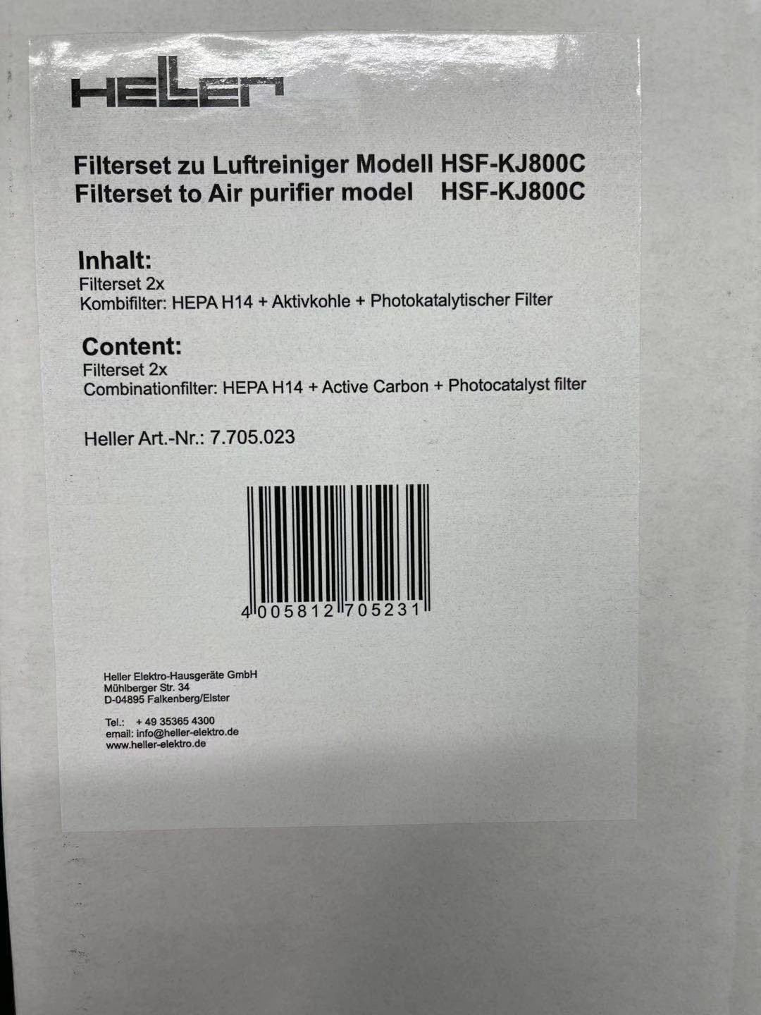 Filterset H14 HEPA f.HSF-KJ800C 7.705.023 