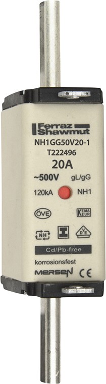Mersen NH-Sicherungseinsatz SG Gr.1 gG 20A/500V KM NH1GG50V20-1 