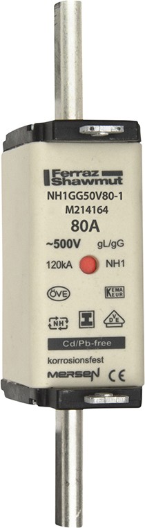 Mersen NH-Sicherungseinsatz SG Gr.1 gG 80A/500V KM NH1GG50V80-1 