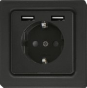 Schutzkontakt-Steckdose anthrazit matt DSS55E+2xUSBA-am 