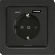 Schutzkontakt-Steckdose anthrazit matt DSS55E+USBA+C-am 
