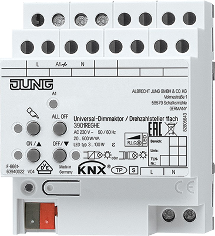 KNX Universal-Dimmaktor /Drehzahlst. 1fach 3901 REGHE 