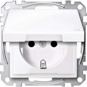 SCHUKO-Steckdose aws/gl m.Klappdeckel IP44 MEG2414-0325 