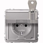 SCHUKO-Steckdose alu Klappd.Schriftfeld MEG2316-7260 