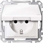 SCHUKO-Steckdose pws/gl m.Klappdeckel IP44 MEG2414-0319 