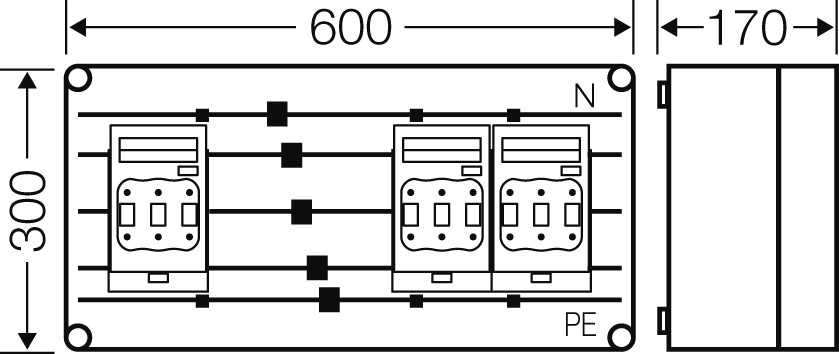 Sicherungsgehäuse 3x NH00 Mi 6436 