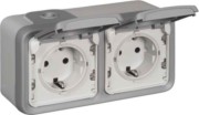 Schutzkont.-Steckdose2f.gr AP, 16A,250V, IP55 Legrand 069742 