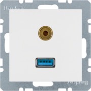 Steckdose USB/3,5mm Audio polarweiß matt 3315391909 