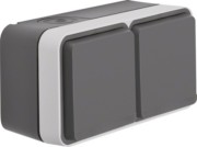 Steckdose SCHUKO 2-fach grau,AP,Klappdeckel 47843515 