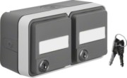 SCHUKO-Doppelsteckdose waager. m.Klappd. AP 47893525 