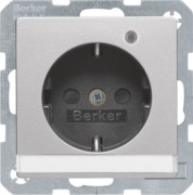 SCHUKO-Steckdose alu samt mit Kontroll-LED 41106084 